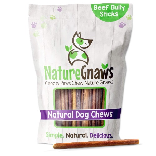 Nature Gnaws Thin Bully Sticks for Small Dogs - Premium Natural Tasty Beef Bones - Simple Long Lasting Dog Chew Treats - Rawhide Free - 6 Inch (8oz), Brown - 8 Ounce (Pack of 1)