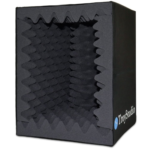 TroyStudio Portable Sound Recording Vocal Booth Box - |Reflection Filter & Microphone Isolation Shied| - |Large, Foldable, Stand Mountable, Super Dense Sound Absorbing Foam| (Small Size) - Small Size