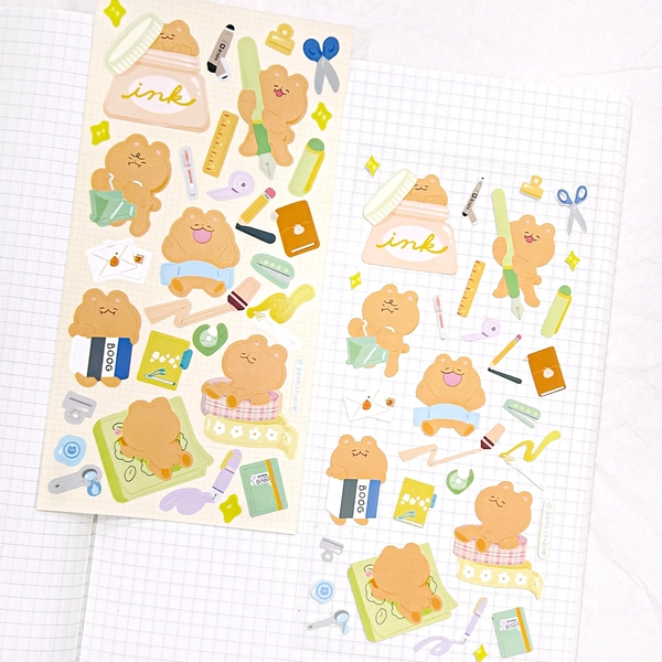 Stationery Sticker Sheet | Cute Bear Stickers for Planning, Diary, Journaling, and Bujo