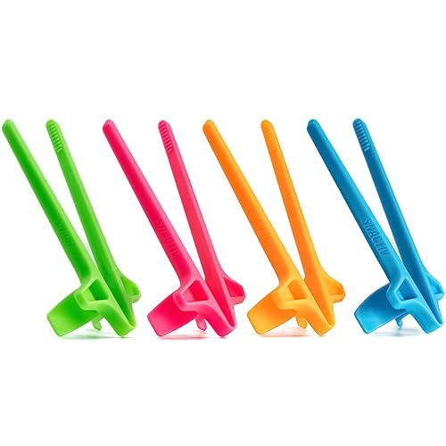 SNACTIV LITE Finger Chopsticks for Gamers 4PC NEON Bundle - As Seen on Shark Tank! The Official Snacking Tool of the Future - Enjoy Snacks and Chips with Ease - Innovative Gaming Snacking Solution - Neon