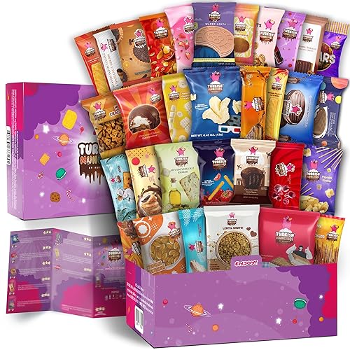 Mega International Snack Box | Premium Exotic Foreign Snacks | Unique Snack Food Gifts Included | Try Extraordinary Turkish Snacks | Candies from Around the World | 32 Full-Size Snacks - Ultra Mega Purple