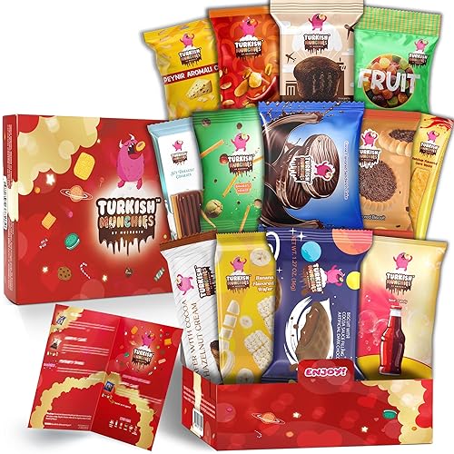Midi International Snack Box | Premium Exotic Foreign Snacks | Unique Snack Food Gifts Included | Try Extraordinary Turkish Snacks | Candies from Around the World | 12 Full-Size + 1 Bonus Snacks - Midi Red