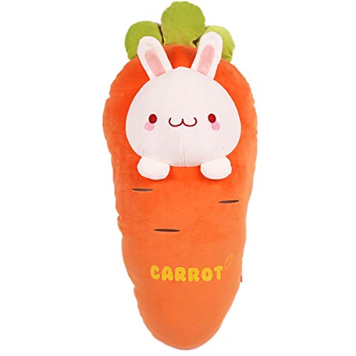 ARELUX 27.5" Bunny Plush Pillow Cute Carrot Stuffed Animal Kawaii Anime Rabbit Plushie Soft Hugging Body Pillow Plush Toy Gifts for Kids Boys Girls Easter - Carrot Bunny