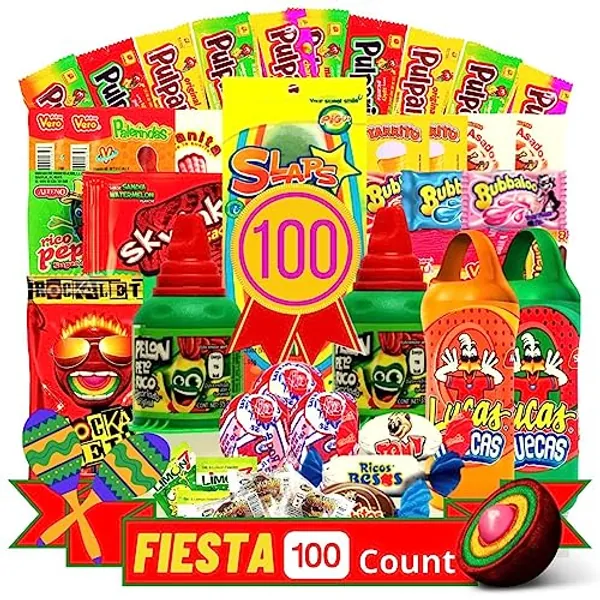 Las Posadas Mexican Candy Assortment – 100 PCs – Spicy, Sweet, Sour Dulces Mexicanos Assortment Pack – Mexican Snacks for Kids and Adults (Fiesta Pack) - Fiesta Pack 100