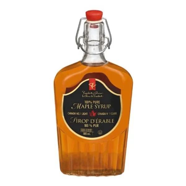 Glass President's Choice 100% Pure Syrup, Maple, 16.91 Ounce