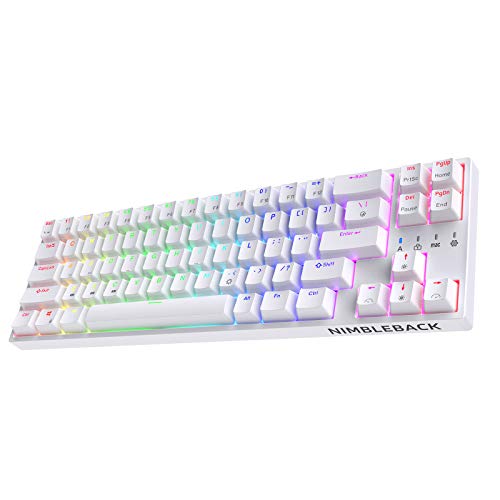 LTC NB681 Nimbleback Wired 65% Mechanical Keyboard, RGB Backlit Ultra-Compact 68 Keys Gaming Keyboard with Hot-Swappable Switch and Stand-Alone Arrow/Control Keys (Hot Swappable Red Switch, White) - Hot Swappable Red Switch - White