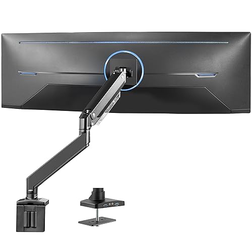 VIVO Premium Aluminum Heavy Duty Monitor Arm with 3.0 USB Ports, Fits Ultrawide Monitors up to 49 inches and 33 lbs, Single Desk Mount Stand, Pneumatic Height, Max VESA 100x100, Black, STAND-V101G1U - Standard - USB