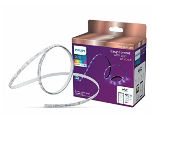 PHILIPS Smart Wi-Fi Wiz Connected Color and White Dimmable Tunable Light Strip Starter Kit 6.5ft (2M)