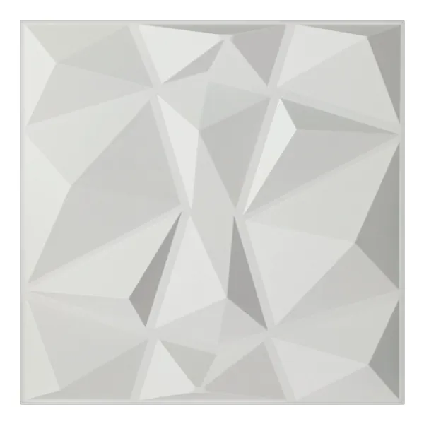 Art3d Textures 3D Wall Panels White Diamond Design Pack of 12 Tiles 32 Sq Ft (PVC) - Matt White