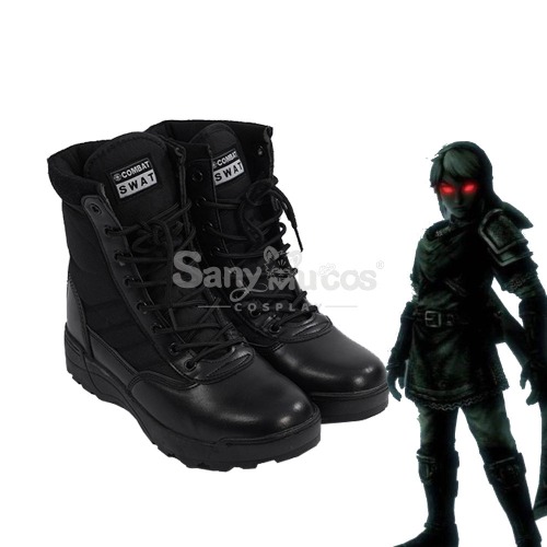 Game The Legend of Zelda Link Black Shoes Cosplay Boots - 42