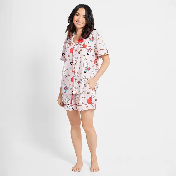 Lazy Cat Button Up Pj Set | XL2XL-Top