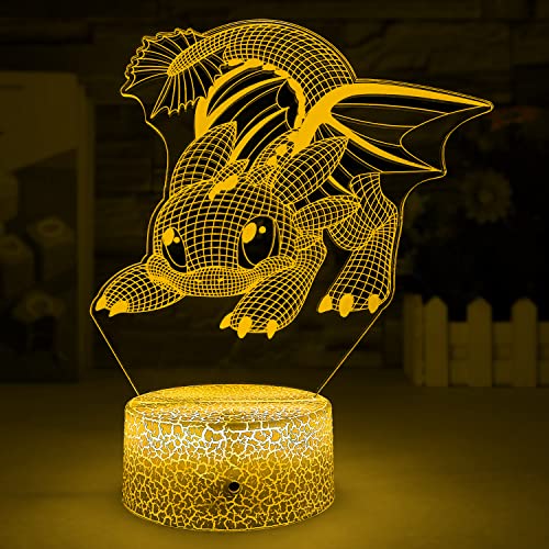 JunHang Dragon Light Dragon Kids Room Night Light Dragon Lamp, 16 Colors with Remote Control 3D Illusion Kids Lights as a Gift for 2 3 4 5 6 Boys and Girls Birthdays