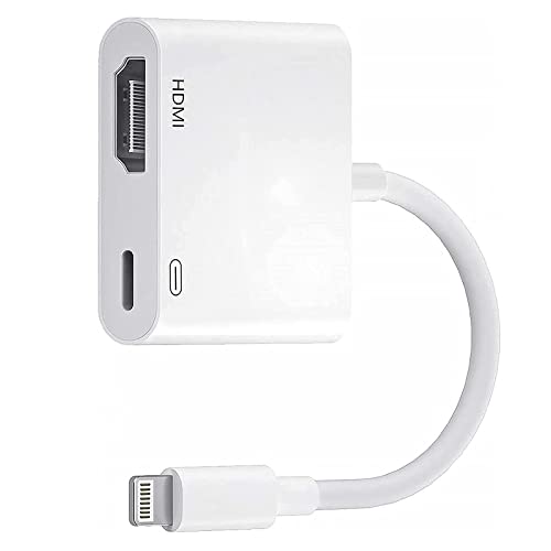 [Apple MFi Certified] Lightning to HDMI Adapter for iPhone to TV, 1080P Lightning to Digital AV Adapter with Charging Port Compatible for iPhone 14 13 12 11 XS XR X 8 7 iPad to HDTV Projector Monitor - White