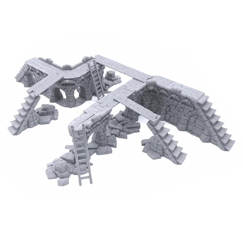 Ruined Town Modular Walls II - DND Terrain Compatible with Dungeons and Dragons, 28mm Miniature Wargaming, Tabletop RPGs, Wargame Scenery