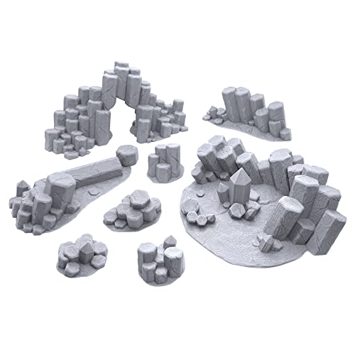 EnderToys Hexagon Rock Formations by Makers Anvil, 3D Printed Tabletop RPG Scenery and Wargame Terrain for 28mm Miniatures