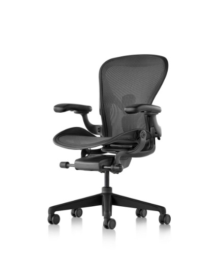 Aeron Office Chair* Graphite/Graphite | B - Medium / Leather Fully Adjustable / Adjustable PostureFit/Tilt Limiter with Forward Tilt
