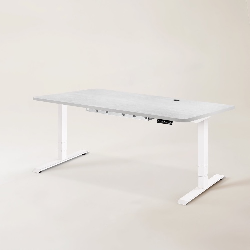 Standing Office Desk - L (71" × 29") / White / Oak White