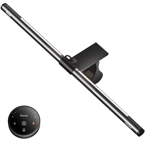 Quntis 51CM Lampe Ecran avec Télécommande Lampe de Bureau USB d'ordinateur avec Rétroéclairage, 88+56 LEDs Light Bar Monitor Computer, Lumière Ecran PC Réglable, Barre Lumineuse pour Lecture Gaming - Noir - 51CM