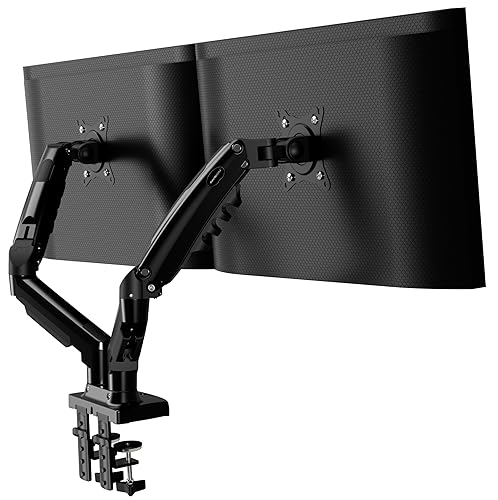 Invision Support Écran PC 2 Écran pour 19 à 32 Pouces, Réglable en Hauteur Bras Double avec Incline, Pivote et Tourne, VESA 75 et 100mm, Ressort à Gaz, Capacité de Charge 2-9kg (MX400)