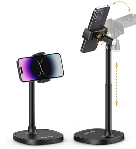 ULANZI Support Telephone Bureau, Porte Telephone Réglable, Multi-Angle, Support Téléphone Video Compatible avec iPhone 15 14 13 12 11 Pro Max Mini/Galaxy S23 S22 S21 - Noir