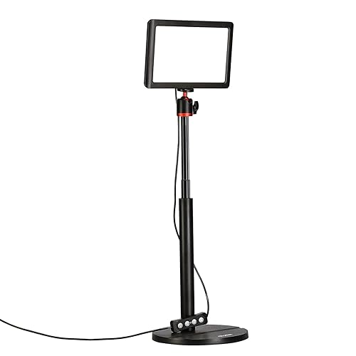 Rollei Lumis Key Light Stream, Lampe Video Bureau CRI 95+ PC Ordinateur avec Trépied 28~78 cm, Panneau d'éclairage LED Table pour Vidéoconférence Podcast Youtub Influenceur Webcam - Lumix Keylight