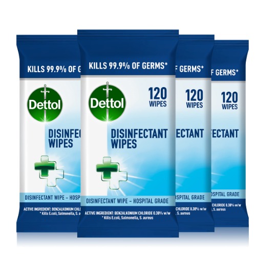 Dettol Antibacterial Disinfectant Surface Cleaning Wipes Fresh, 480s (4 x 120 pack) - 120 count (Pack of 4)