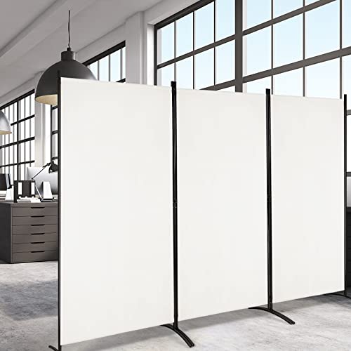 GiantexUK Foldable 3-Panel Room Divider, Movable Wall Privacy Separator, Screen Protector for Bedroom, Living Room and Balcony (White) - White