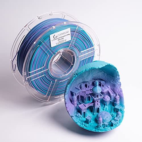 Cookiecad Mermaid (Purple->Blue->Green Rainbow Transition) PLA 3D Printer Filament 1.75mm 1kg - Mermaid (Purple, Blue & Green)