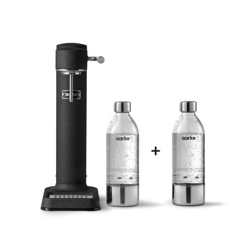 Aarke Carbonator 3, Sparkling Water Maker with 2 x PET Bottles 800ml, Matte Black Finish - Matte Black (2 Bottles)