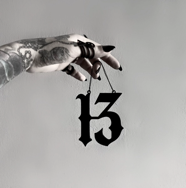 Lucky 13 Hanging Ornament, Silhouette Art, Hanging Decor, 3D Printed, Gothic Decor, 3D Printed Art, Wall Art, Wall Decor, Halloween Decor