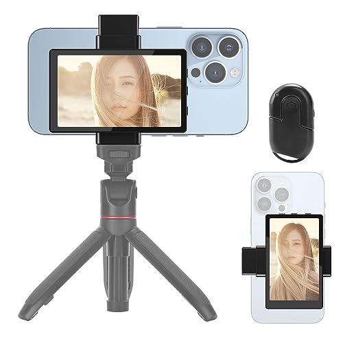 Newmowa Phone Vlog Selfie Monitor Screen, Magnetic Phone Holder Clip Mount, Using Phone Rear Camera for Selfie Vlog Live Stream TikTok, Compatible with iPhone (Wireless Remote for iPhone)