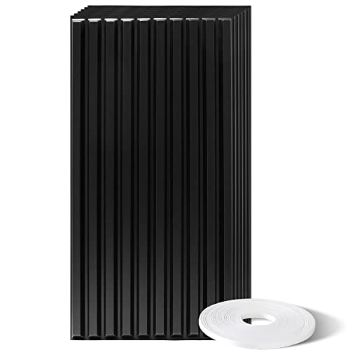 STICKGOO 6PCS Black 3D Wall Panels Peel and Stick, Slat Wall Paneling, PVC Black 3D Wall Panels for Wall, Textured Wall Panels for Interior Wall Decor, 2x4 FT x 6PCS, 46.5 Sq.Ft, Black - 23.6" x 47.2" - Black