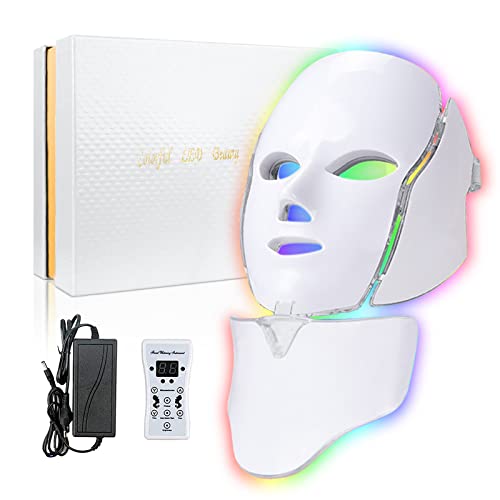 Blue Red Light Therapy Mask for Face, 7 Colors LED Face Mask Light Therapy, Led Face Mask Light Therapy At Home - White 0914