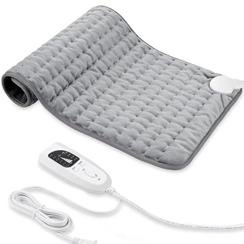 Heating Electric Pad for Back, Shoulders, Abdomen, Legs, Arms, Electric Heating Pad with Heat Settings, Auto Shut Off (12" x 24''), Silver Gray - Silver Gray - 1 Count (Pack of 1)
