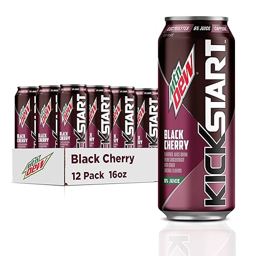 Mountain Dew Kickstart, Pineapple Orange Mango, 90mg Caffeine, Vitamins B & C, 80 Calories, 10% Juice, 16 fl oz (Pack of 12) - Pineapple Orange Mango - 16 Fl Oz (Pack of 12)