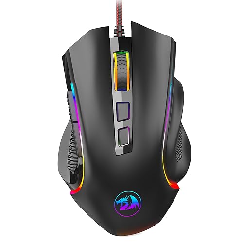 Redragon M602 Gaming Mouse, Ergonomic RGB Gaming Mouse Wired with 7200 Adjustable DPI, 9 Programmable Buttons, Professional Software for Gamer Office [Black]
 - M602 - Black