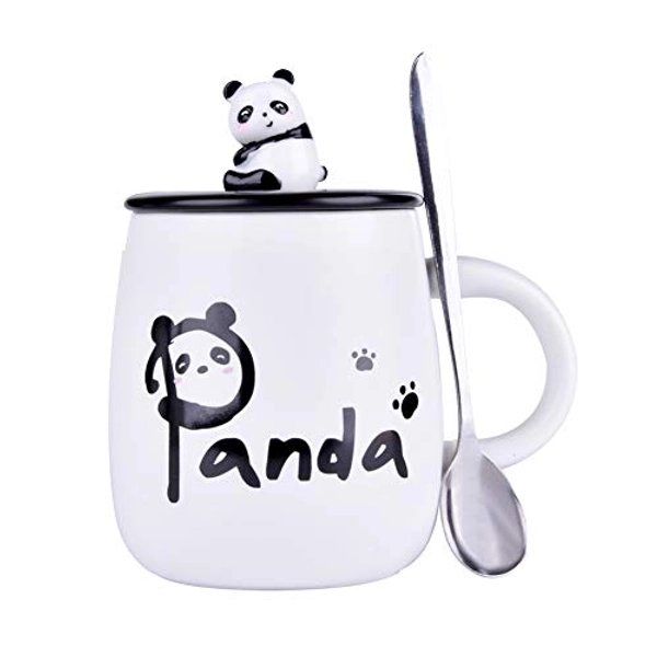 BigNoseDeer Panda Mug Cute Ceramic Coffee Mug with 3D Panda Lid and Spoon, Cute Cups Novelty Coffee Tea Milk Christmas Mug for Women Girls Boys