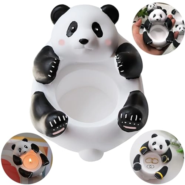 Tea Light Candle Holder, Adorable Panda Candle Holder Ring Holder Jewelry Tray Decorative Stand for Tea Light Candles Office Table Home Centerpiece Kitchen Room Decor Panda Gifts for Kids Girlfriend