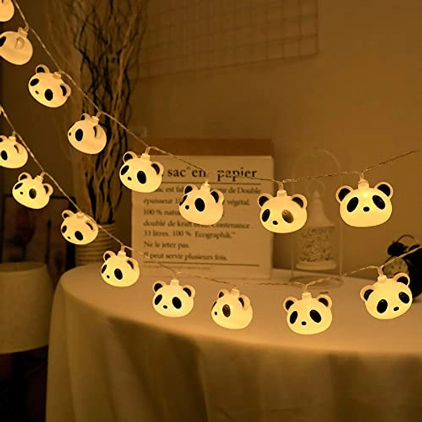 Fantasee 3M 20 LED Panda Head String Lights Battery Operated LED Fairy Fantastic Lights for Bedroom Baby Room Child Room Birthday Party Decor (9.8ft 20LED, Panda Head) - 9.8ft 20LED - Panda Head