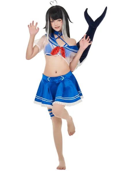 Virtual YouTuber vTuber Shylily Cosplay Costume Sailor Top and Skirt Set with Tail