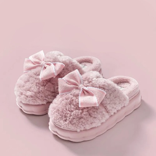 Fluffy Ribbon Slippers - C 