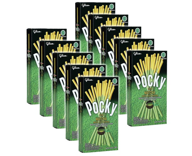 10x Glico 33g Pocky Stick Matcha Green Tea Biscuits Sweet/Treat Confectionery