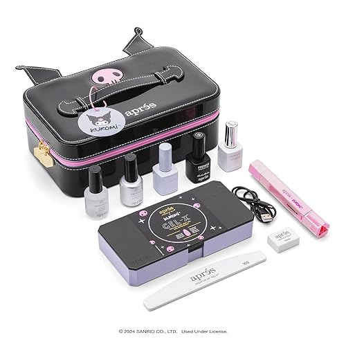 APRÉS x Kuromi™ Gel-X Nail Extension Kit w/ Neutral French Natural Almond Medium Nail Tips, Extend Gel, Bonder, Gel-X Prep, Sanrio Omni Light
