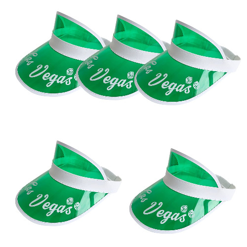 Yuanhe 5PCS Las Vegas Green Dealer Visors,Costume Hat, One Size Fits Most,Expandable Headband