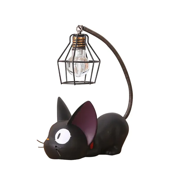 Resin Cat Design lamp Creative Night Light Table Bedside Lamps for Reading (Iron Wire Lampshade,3.1 x 4.7 x 6.7Inch)