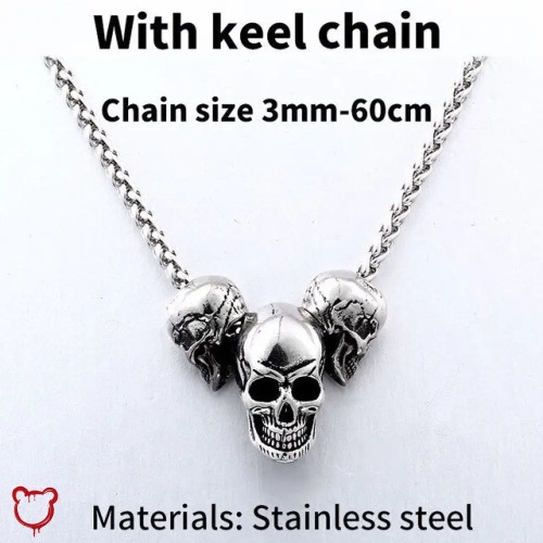 Skull Pendant Necklace - Silver