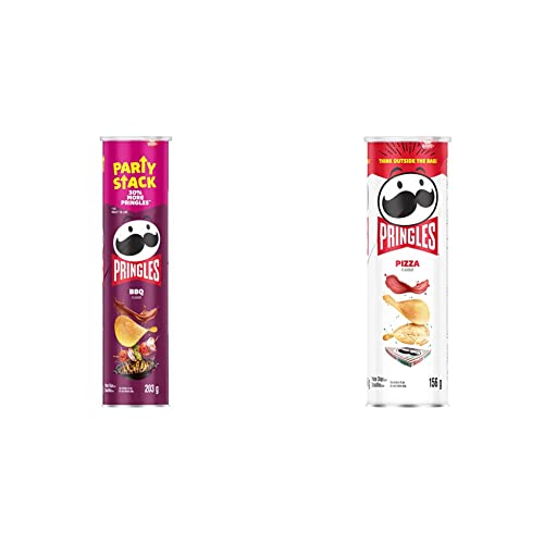 Pringles Mega Can BBQ Flavour Potato Chips, 203 Grams & Pizza Chips, 156 Grams - BBQ Flavour Potato Chips + Pizza Chips