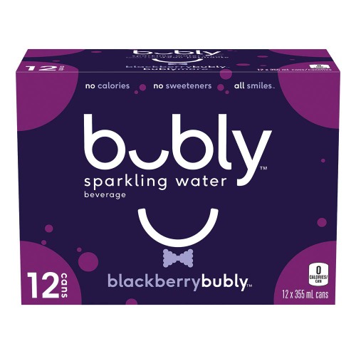 bubly Sparkling Water blackberrybubly, 355 mL Cans, 12 Pack - Blackberry