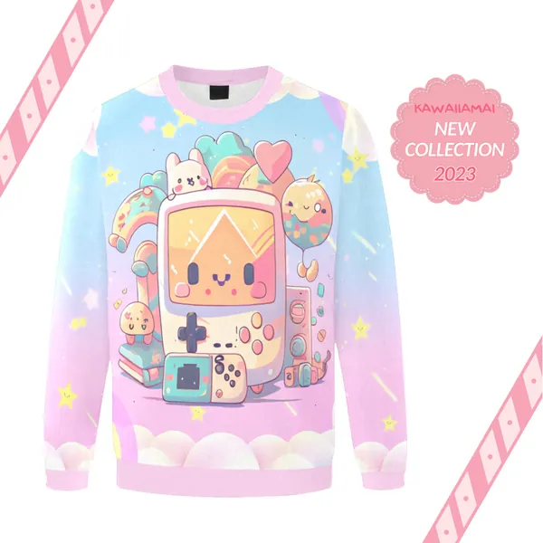 Kawaii clothing, Pastel Yume kawaii sweater, Fairy kei gaming sweatshirt, Cute pink gamer sweatshirt, Kawaii clothes D2759318