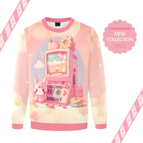 Kawaii pastel clothing, Cute Yume kawaii sweater, Fairy kei gaming sweatshirt, Pink gamer sweatshirt, Kawaii clothes D2759319